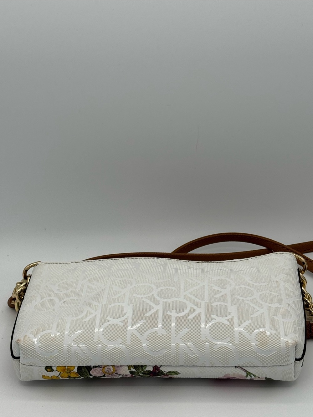 Calvin Klein Vanilla Floral Monogram Crossbody Bag- Pastel with Gold Hardware - Picture 5 of 9